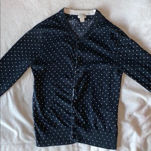 JCrew polka dot cardigan size S